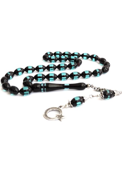 Su Yeşili Sürmeli Model Toz Kehribar Tesbih