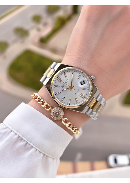 Çelik Kordon Kararma Renk Atma Yapmaz 2 Yıl Garantili Kadın Kol Saati+Bileklik F.03450.06 fiyatları