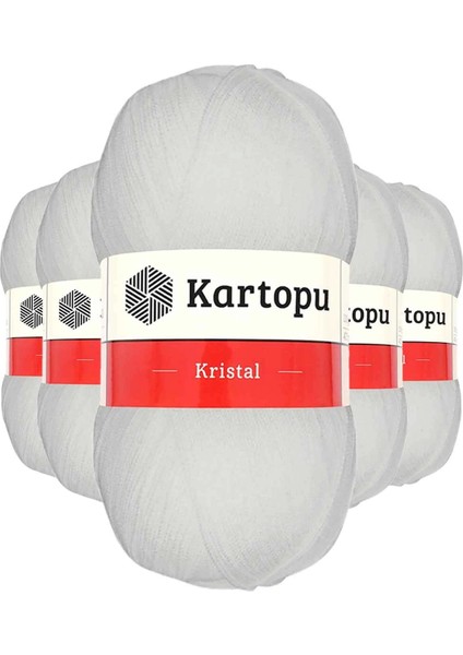 5 Adet Kristal Çift Katlı El Örgü Lif İpi Beyaz K010