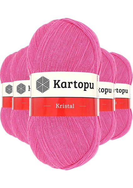 5 Adet Kristal Çift Katlı El Örgü Lif İpi Şeker Pembe K772