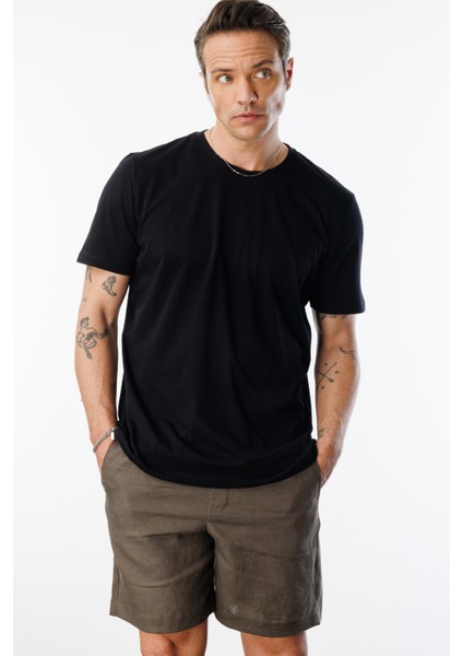 Erkek T-Shirt Pamuk Regular Fit Standart Kesim Bisiklet Yaka Basic Tişört Basıc-T-Shırt1 fırsatları