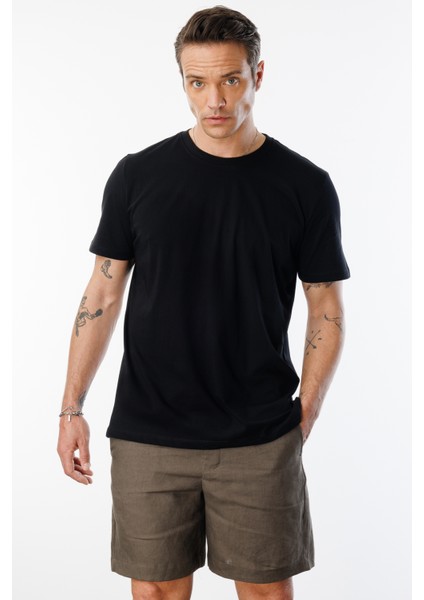 Erkek T-Shirt Pamuk Regular Fit Standart Kesim Bisiklet Yaka Basic Tişört Basıc-T-Shırt1