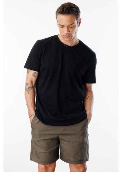 Erkek T-Shirt Pamuk Regular Fit Standart Kesim Bisiklet Yaka Basic Tişört Basıc-T-Shırt1
