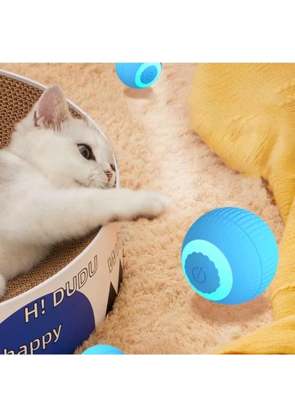 Luxury Şarjlı Otomatik Hareketlenen Kedi Oyun Topu Interaktif 360 Derece Dönen Kedi Oyuncağı Eğitim Topu 1 Adet