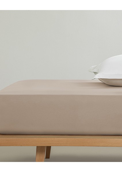 Kahve Köpüğü 140 x 200 cm Pamuklu Ara Ebat Lastikli Çarşaf