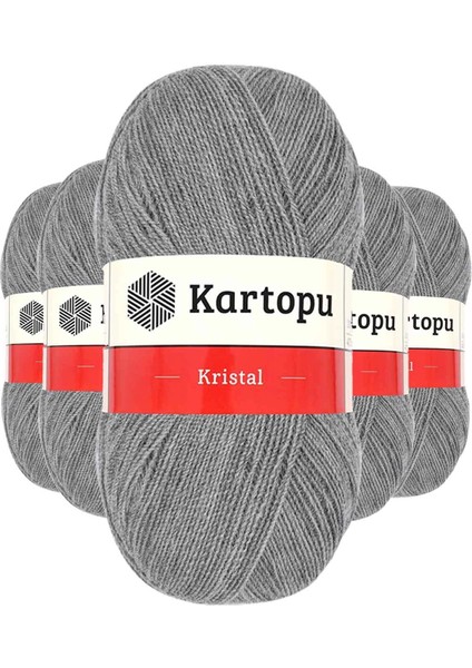 5 Adet Kristal Çift Katlı El Örgü Lif İpi Açık Gri K1001