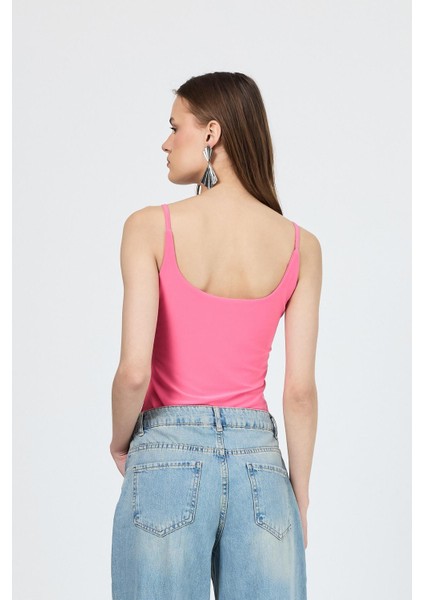 Pembe Ince Askılı Çıtçıtlı Bodysuit 13255 indirimleri
