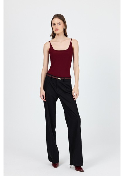 Bordo Ince Askılı Çıtçıtlı Bodysuit 13255 fiyatları