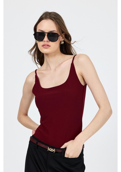 Bordo Ince Askılı Çıtçıtlı Bodysuit 13255 modelleri