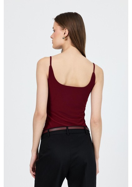 Bordo Ince Askılı Çıtçıtlı Bodysuit 13255 indirimleri