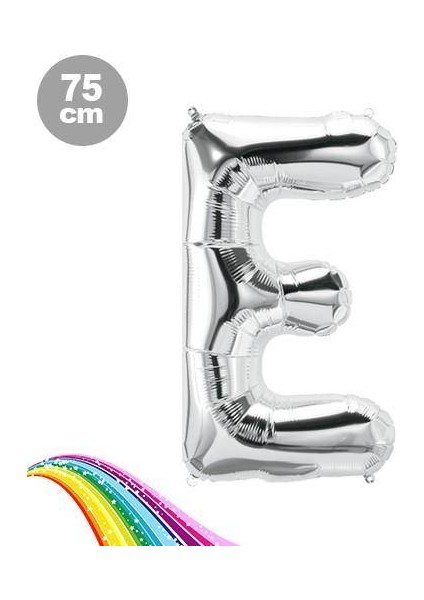 E - Harfi Folyo Balon Gümüş (75 cm )
