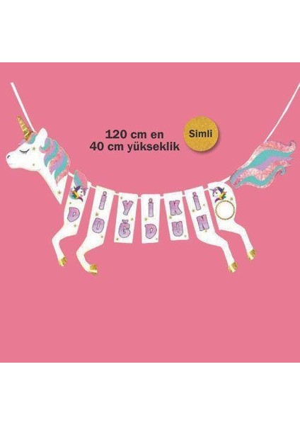 Unicorn At Şeklinde Iyi Ki Doğdun Yazısı 120 cm