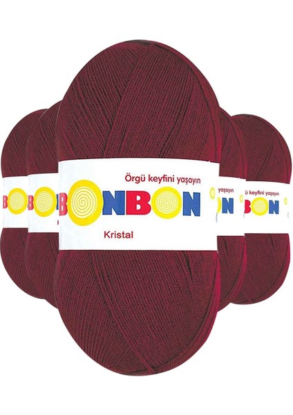 5 Adet Kristal El Örgü Lif İpi Bordo 98220