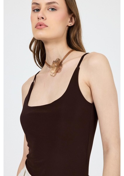 Kahve Ince Askılı Çıtçıtlı Bodysuit 13255 fırsatları