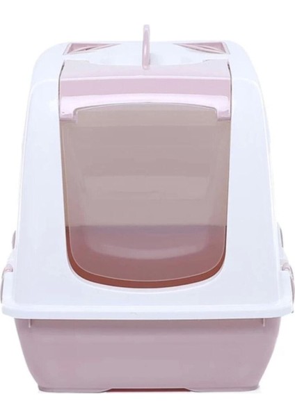 Xl Boy Kapalı Kedi Tuvaleti - Xl Boy 40X37,5X50 cm Kürekli Pembe