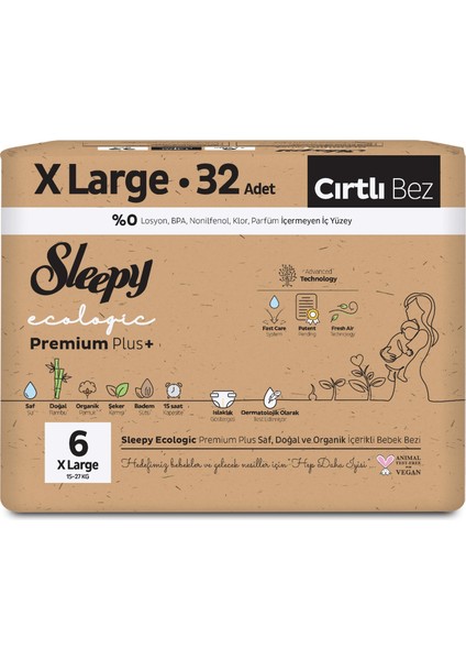 Ecologic Ekonomik Paket Külot Bez 6 Numara Xlarge 32 Adet