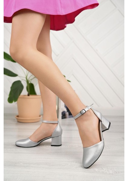 Kadın Topuklu Ayakkabı Abiye Stiletto Kalın Topuk Gelinlik Ayakkabisi