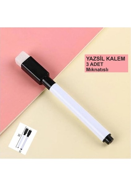 Mıknatıslı Silgili Akıllı Tahta Kalemi 3 Adet (Pembe-Siyah-Mavi) Silinebilir Beyaz Tahta Kalemi modelleri