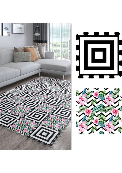 Dijital Baskılı Gül/yaprak Desenli Mutfak-Oturma Odası-Salon Halısı/yapboz Halı/puzzle Halı/ Japon Halı