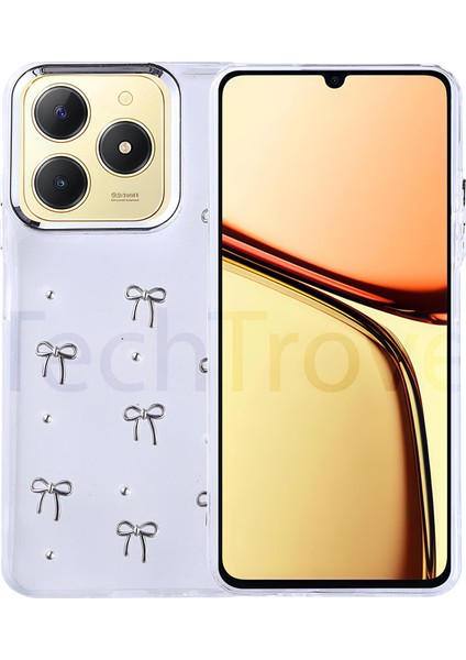 Realme C61 Kılıf Airbag Tasarımlı Simli Şeffaf Zore Kutup Kapak