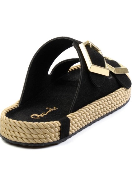 Kadın Terlik Düz Topuklu Siyah Süet Tasarım modelleri