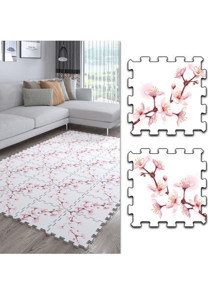 Dijital Baskılı Çiçek Desenli Mutfak-Oturma Odası-Salon Halısı/yapboz Halı/puzzle Halı/ Japon Halı