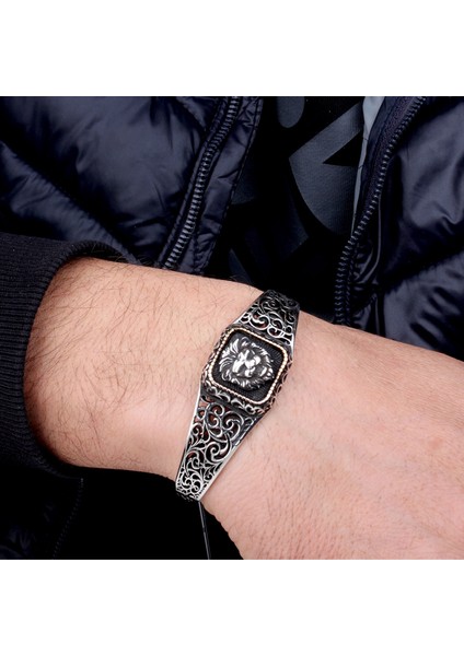 925 Ayar Gümüş Aslan Model Otantik Motif Erkek Bileklik modelleri