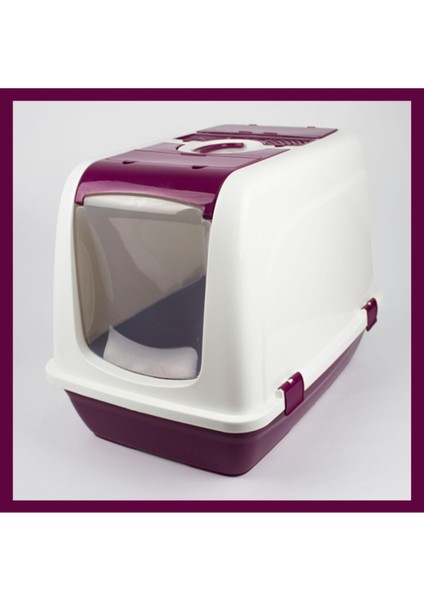 Büyük Boy Kapalı Kedi Tuvaleti Fuşya + Kürek Hediyeli modelleri