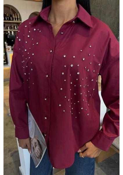Kristal Taş Çakımlı Poplin Gömlek 3413 modelleri