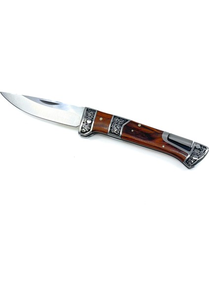 Gül Ağacı Kabzeli Çiçek Işlemeli Katlanabilir Çakı