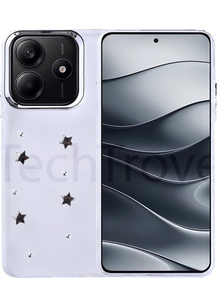 Xiaomi Redmi Note 14 4g Kılıf Airbag Tasarımlı Simli Şeffaf Zore Kutup Kapak