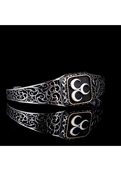 925 Ayar Gümüş Üç Hilal Model Otantik Motif Erkek Bileklik