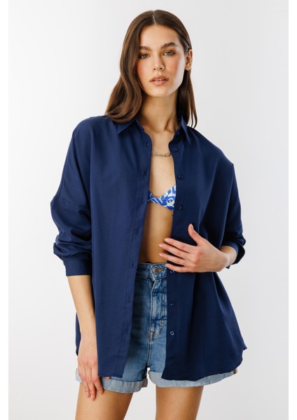Oversize Basic Kadın Gömlek Kadın-Basıc-Gömlek
