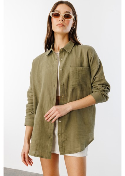 Oversize Basic Müslin Kadın Gömlek Kadın-Müslin-Gömlek modelleri