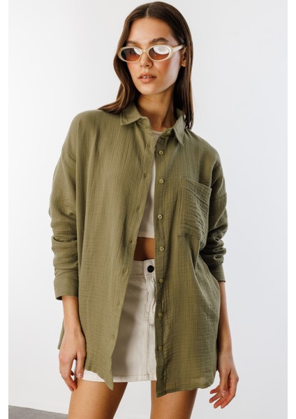 Oversize Basic Müslin Kadın Gömlek Kadın-Müslin-Gömlek fırsatları