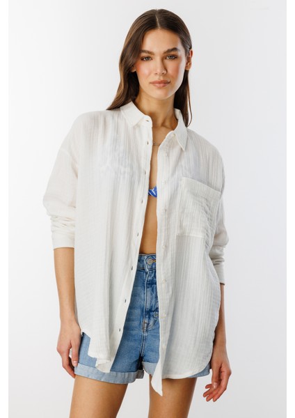 Oversize Basic Müslin Kadın Gömlek Kadın-Müslin-Gömlek modelleri