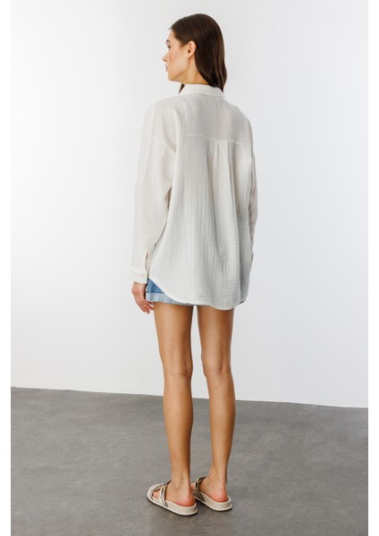 Oversize Basic Müslin Kadın Gömlek Kadın-Müslin-Gömlek fırsatları