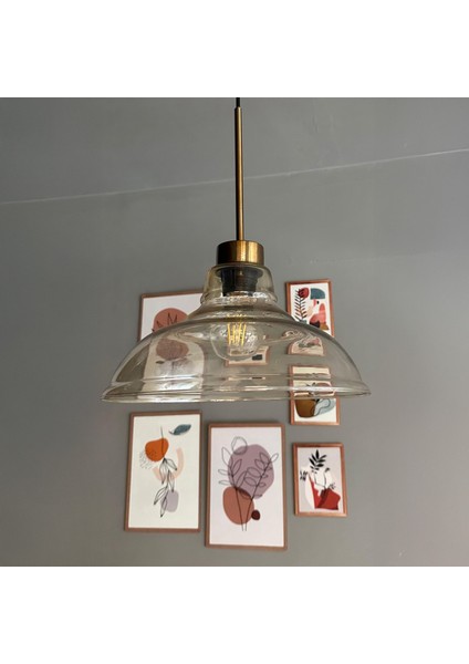 Vishi Cam Bal Rengi Tekli Avize Eskitme Başlık Retro Sarkıt Lamba Restoran Salon Aydınlatma