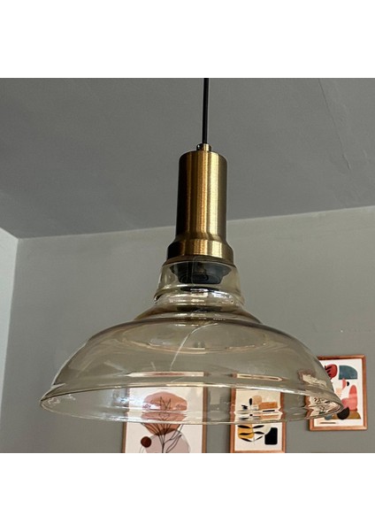 Vishi Cam Bal Rengi Tekli Avize Eskitme Başlık Retro Sarkıt Lamba Restoran Salon Aydınlatma