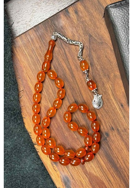 Fırınlanmış Malzeme Zar Rengi Sıkma Kehribar Tesbih