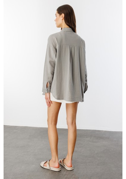 Oversize Basic Müslin Kadın Gömlek Kadın-Müslin-Gömlek indirimleri