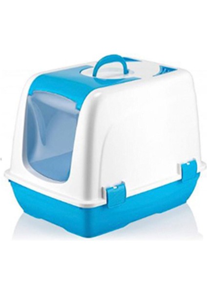 Kapalı Kedi Tuvaleti Üstten Açılır Turkuaz