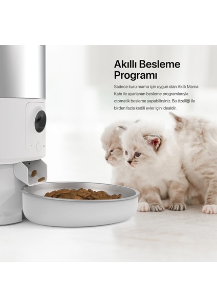 Akıllı 5lt Hazneli Çelik Mama Kabı Otomatik Şarjlı Su Şelalesi Smart Tag ve Yedek Filtre 4'lü Pet Seti