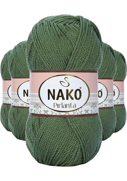 5 Adet Pırlanta Amigurumi El Örgü Ipi Yünü Haki Yeşil 11253