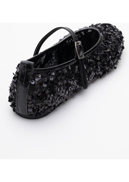 Lush Siyah Pullu Tek Bantlı Kadın Babet Ayakkabı indirimleri