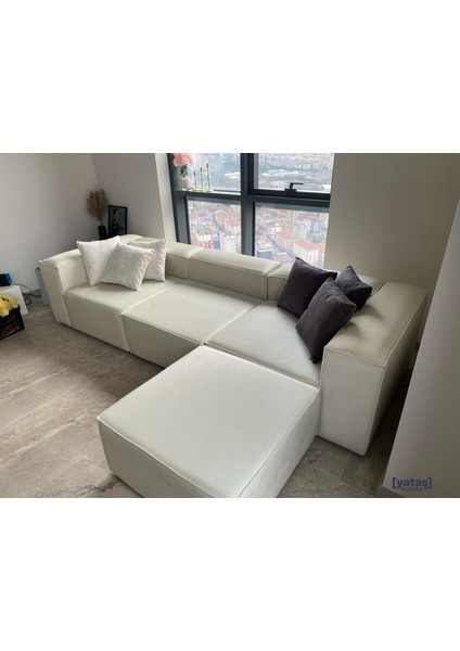 Most Mollis 4 Modül Köşe Koltuk Kırık Beyaz Anka Kadife Kumaş Yataş Sünger (Evinize Teslim) fiyatları