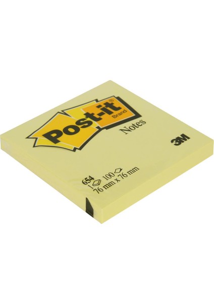 654 Yapışkanlı Not Kağıdı 76 x 76 mm 100 Yaprak - Sarı