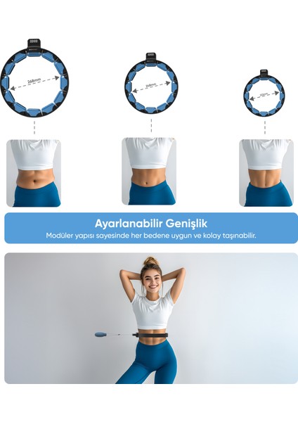 Akıllı egzersiz çemberi ayarlanabilir ağırlıklı uygulama destekli