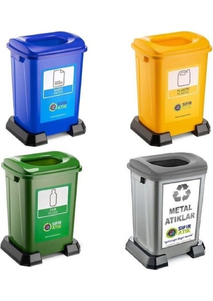 Şenyayla Sıfır Atık Geri Dönüşüm Çöp Kutusu Kovası 70 Lt 4'lü Set