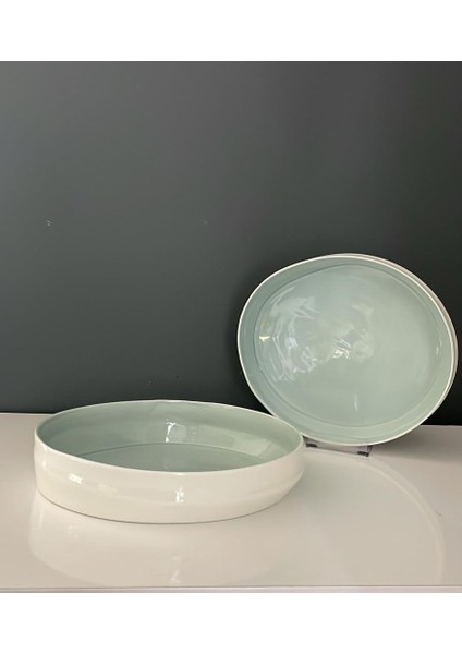 Space Mavi Porselen Derin Yemek ve Salata Tabağı 24,2 cm